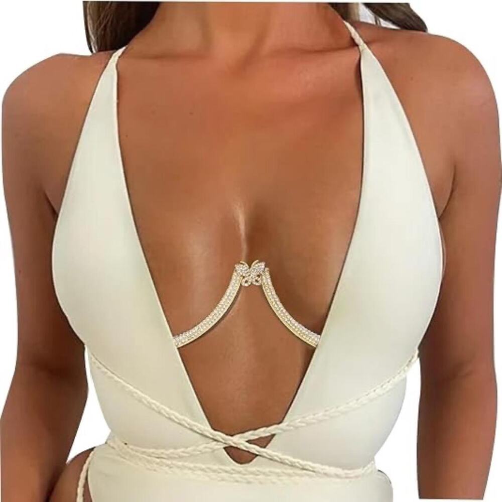 YG COLLECTION: Mariposa Underwire Chain Bra - Gold